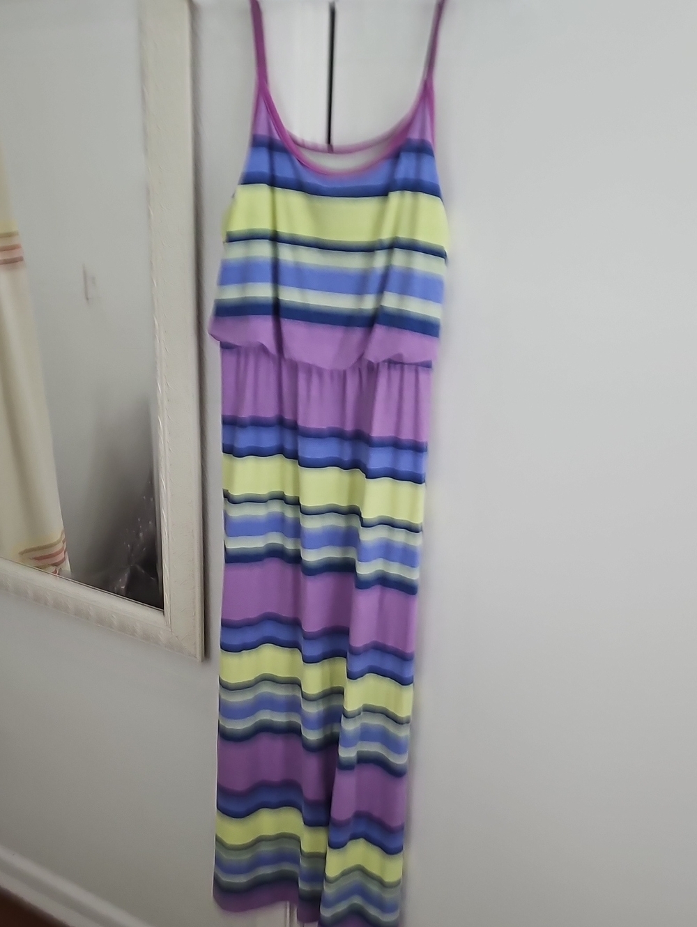 Mossimo Supply Co. Striped Purple, Yellow & Blue Maxi Dress